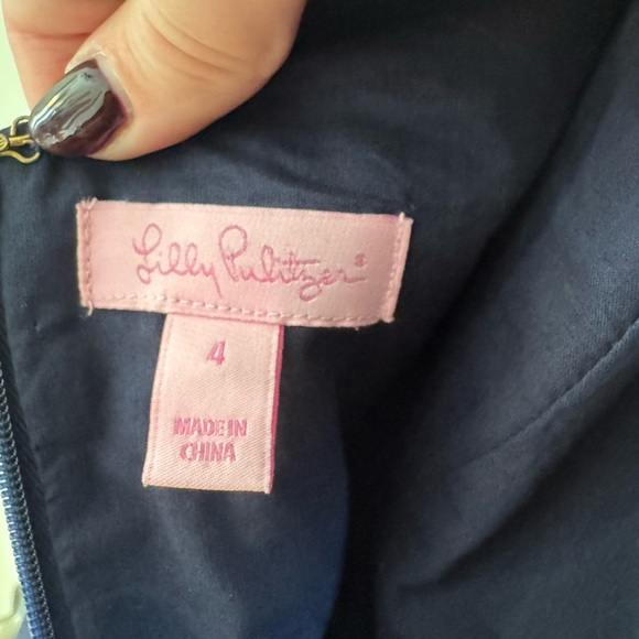 Lilly Pulitzer Navy Dress with Lime Accents - Picture 3 of 3